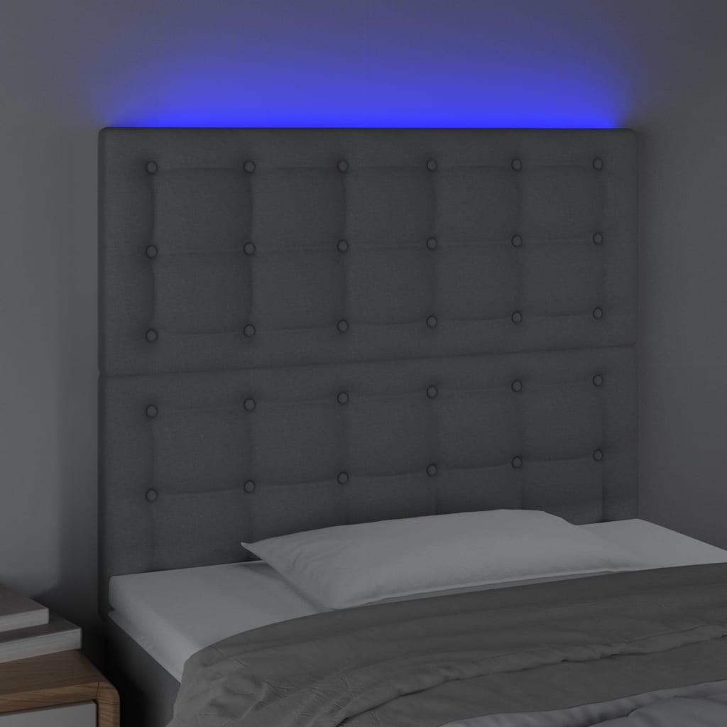 Hoofdbord LED 100x5x118/128 cm stof lichtgrijs 100 x 5 x 118/128 cm Lichtgrijs
