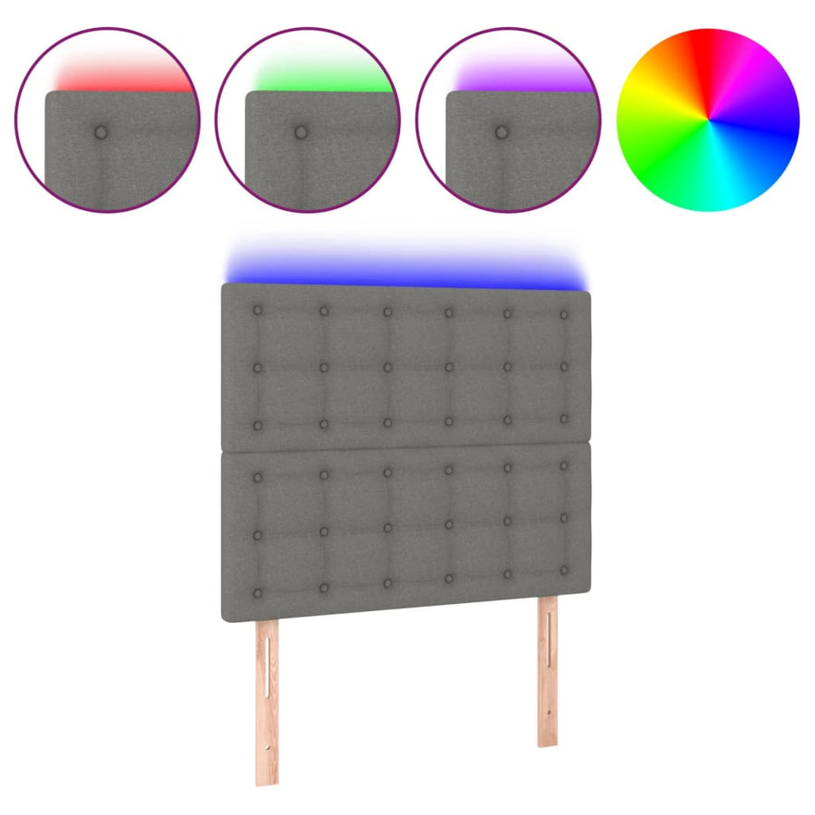 Hoofdbord Led Stof 100 x 5 x 118/128 cm Donkergrijs