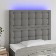 Hoofdbord 100x5x118/128 cm stof donkergrijs LED