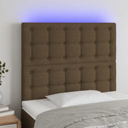 Hoofdbord 100x5x118/128 cm stof donkerbruin LED