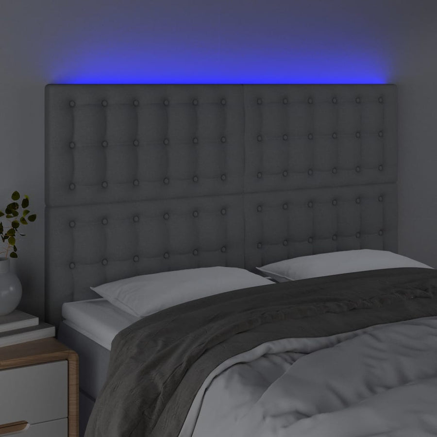 Hoofdbord Led Stof 1 144 x 5 x 118/128 cm Lichtgrijs
