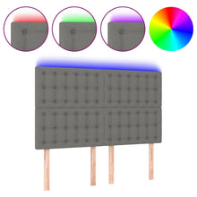 Hoofdbord Led Stof 1 144 x 5 x 118/128 cm Donkergrijs
