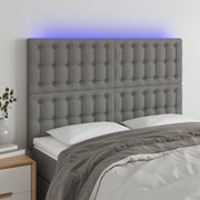 Hoofdbord 144x5x118/128 cm stof donkergrijs LED