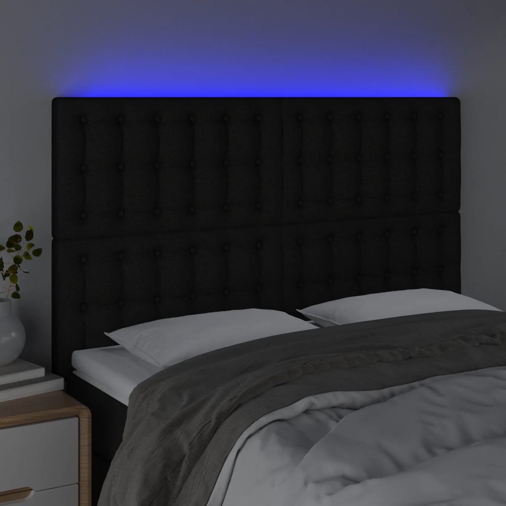 Hoofdbord Led Stof 1 144 x 5 x 118/128 cm Zwart