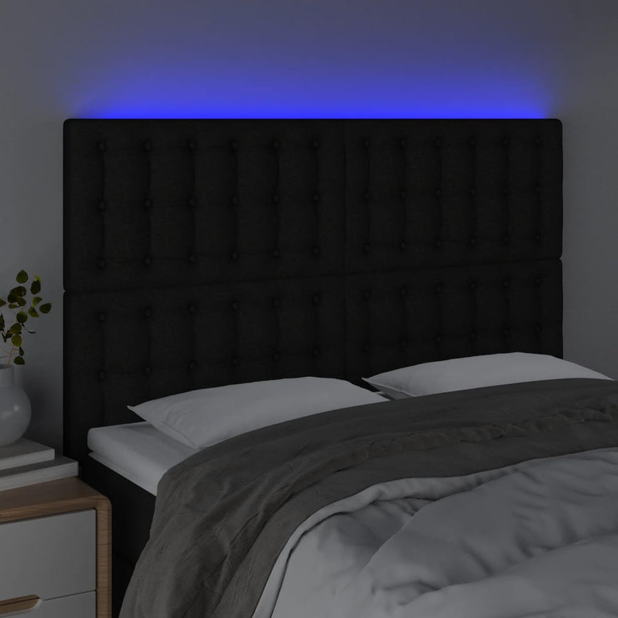 Hoofdbord Led Stof 1 144 x 5 x 118/128 cm Zwart