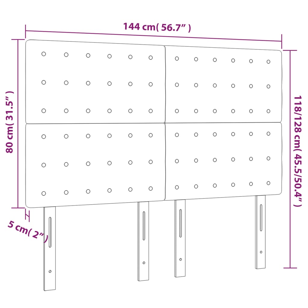 Hoofdbord Led Stof 1 144 x 5 x 118/128 cm Zwart