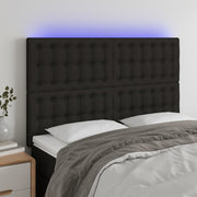 Hoofdbord 144x5x118/128 cm stof zwart LED