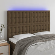 Hoofdbord LED 144x5x118/128 cm donkerbruin stof
