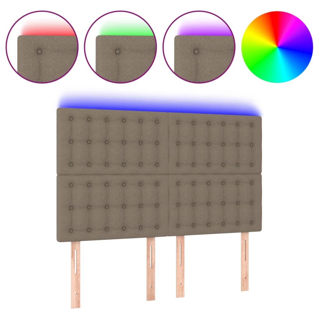 Hoofdbord Led Stof 1 144 x 5 x 118/128 cm Taupe