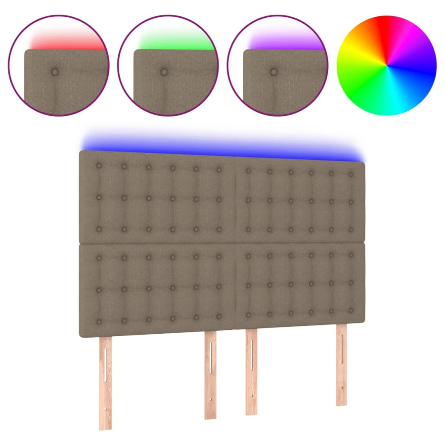 Hoofdbord Led Stof 1 144 x 5 x 118/128 cm Taupe