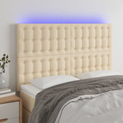 Hoofdbord 144x5x118/128 cm stof crèmekleurig met LED