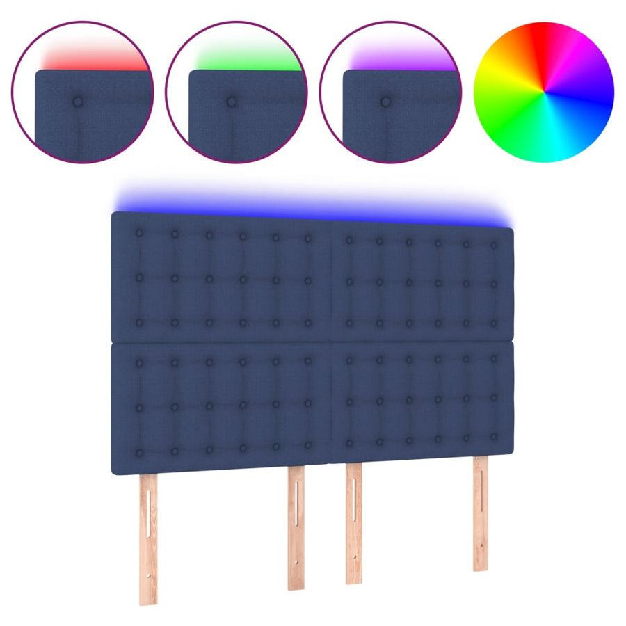 Hoofdbord Led Stof 1 144 x 5 x 118/128 cm Blauw