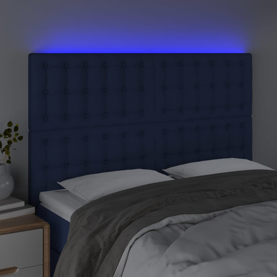 Hoofdbord Led Stof 1 144 x 5 x 118/128 cm Blauw
