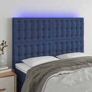 Hoofdbord 144x5x118/128 cm stof blauw LED