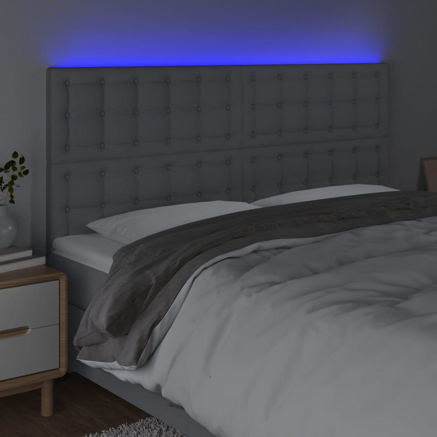 Hoofdbord Led Stof 160 x 5 x 118/128 cm Lichtgrijs