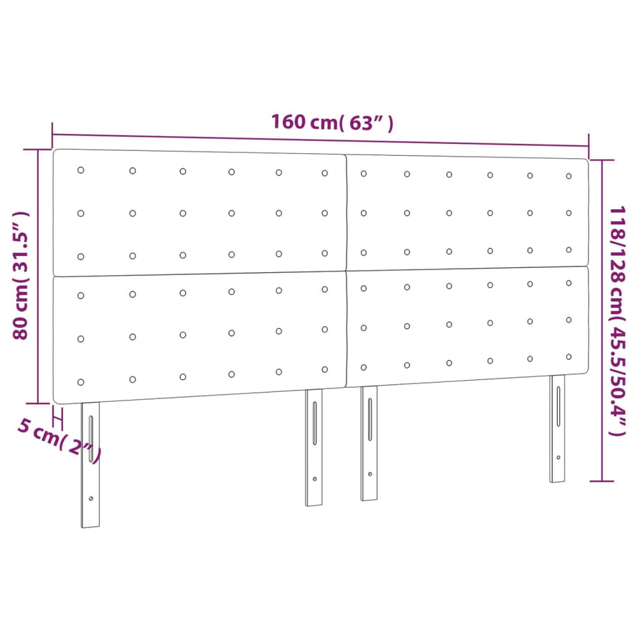 Hoofdbord Led Stof 160 x 5 x 118/128 cm Lichtgrijs