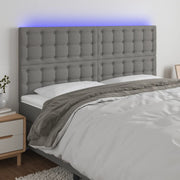 Hoofdbord LED 160x5x118/128 cm stof donkergrijs