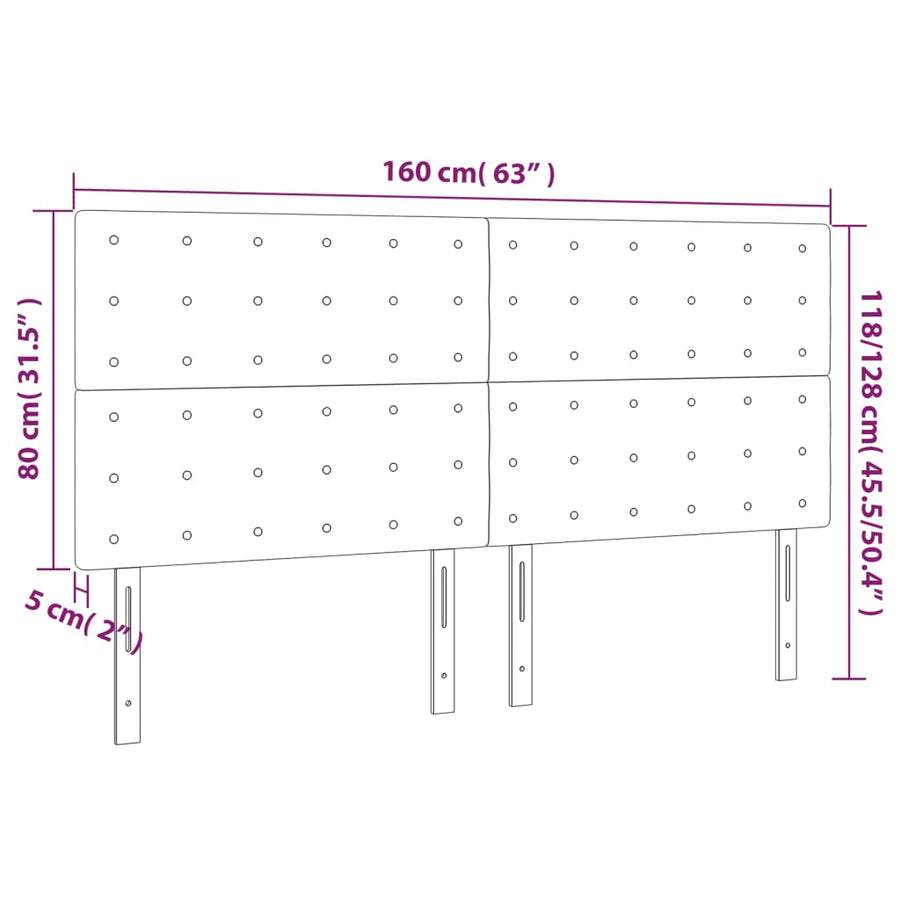 Hoofdbord Led Stof 1 160 x 5 x 118/128 cm Zwart