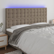 Hoofdbord 160x5x118/128 cm stof taupe LED