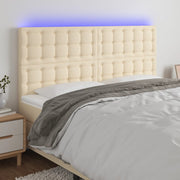 Hoofdbord 160x5x118/128 cm stof crèmekleurig met LED