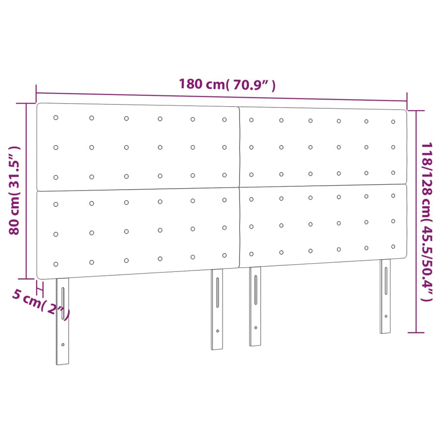 Hoofdbord Led Stof 1 180 x 5 x 118/128 cm Zwart