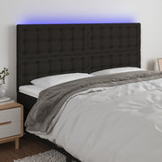 Hoofdbord 180x5x118/128 cm stof zwart met LED