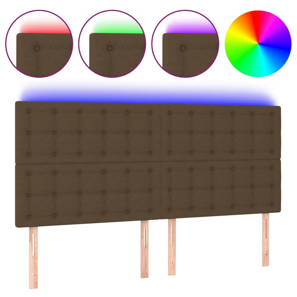 Hoofdbord Led Stof 180 x 5 x 118/128 cm Donkerbruin