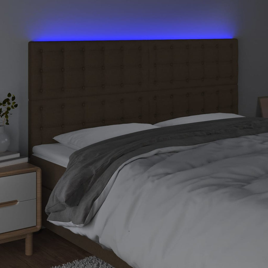 Hoofdbord Led Stof 180 x 5 x 118/128 cm Donkerbruin