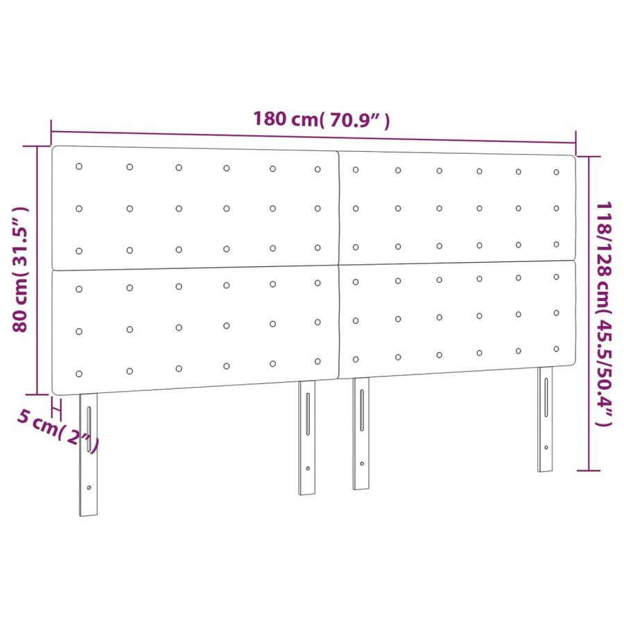 Hoofdbord Led Stof 180 x 5 x 118/128 cm Donkerbruin