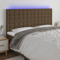 Hoofdbord LED 180x5x118/128 cm stof donkerbruin