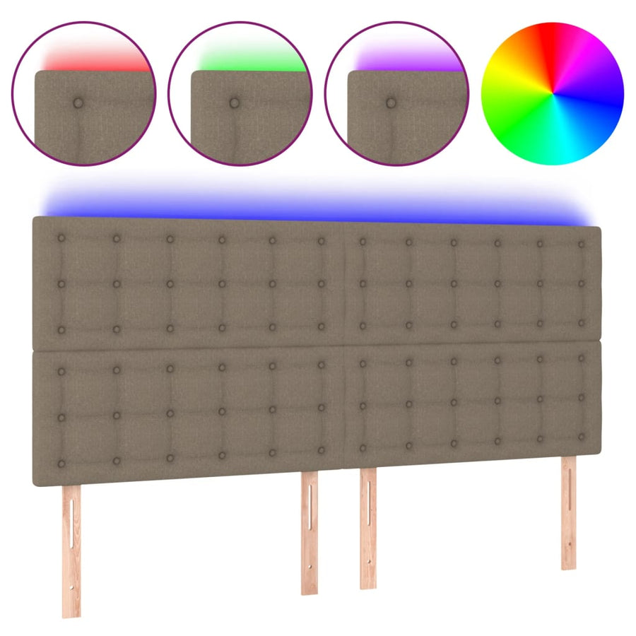Hoofdbord Led Stof 1 180 x 5 x 118/128 cm Taupe