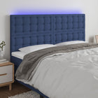 Hoofdbord LED 180x5x118/128 cm stof blauw