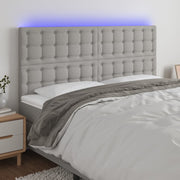 Hoofdbord LED 200x5x118/128 cm stof lichtgrijs