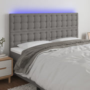Hoofdbord 200x5x118/128 cm stof donkergrijs LED