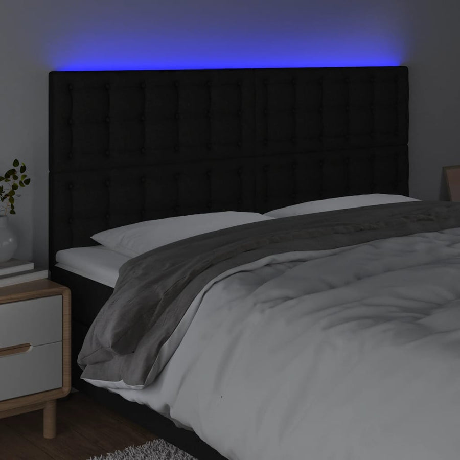 Hoofdbord Led Stof 200 x 5 x 118/128 cm Zwart
