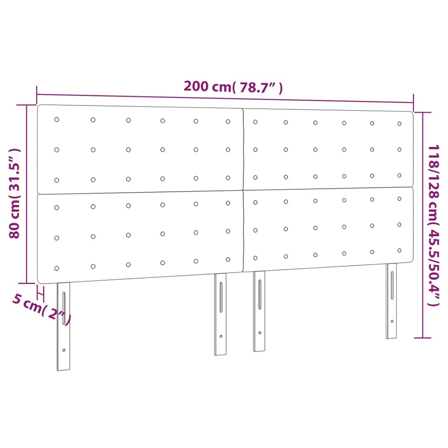 Hoofdbord Led Stof 200 x 5 x 118/128 cm Zwart