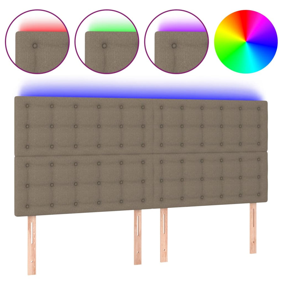 Hoofdbord Led 200X5X118/128 Cm Stof Taupe 200 x 5 x 118/128 cm