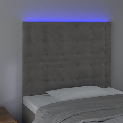 Hoofdbord Led Fluweel 80 x 5 x 118/128 cm Lichtgrijs