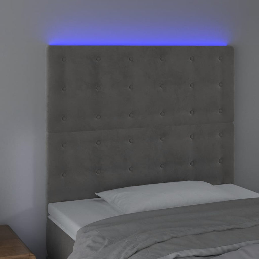 Hoofdbord Led Fluweel 80 x 5 x 118/128 cm Lichtgrijs
