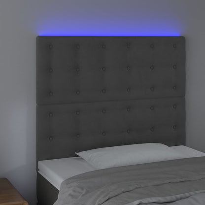 Hoofdbord Led Fluweel 80 x 5 x 118/128 cm Donkergrijs
