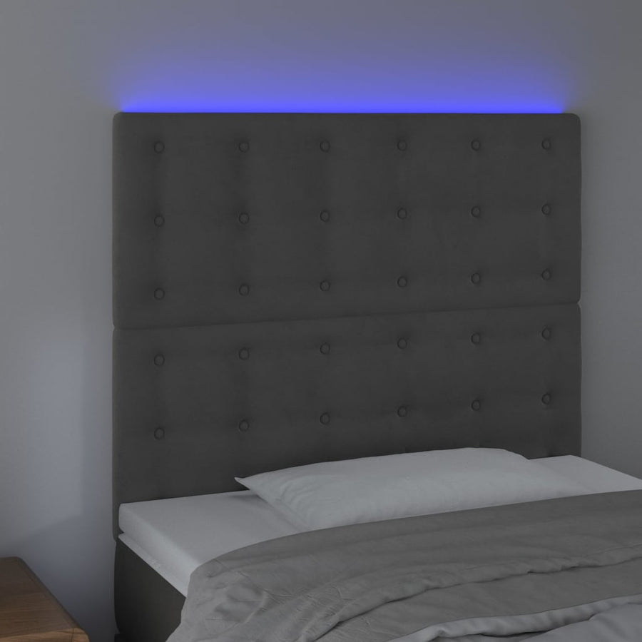 Hoofdbord Led Fluweel 80 x 5 x 118/128 cm Donkergrijs
