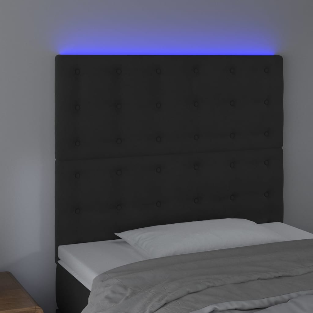 Hoofdbord Led Fluweel 80 x 5 x 118/128 cm Zwart