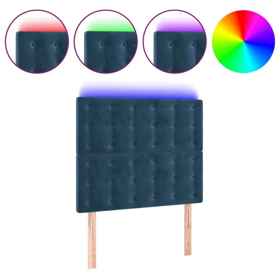 Hoofdbord Led Fluweel 1 80 x 5 x 118/128 cm Donkerblauw