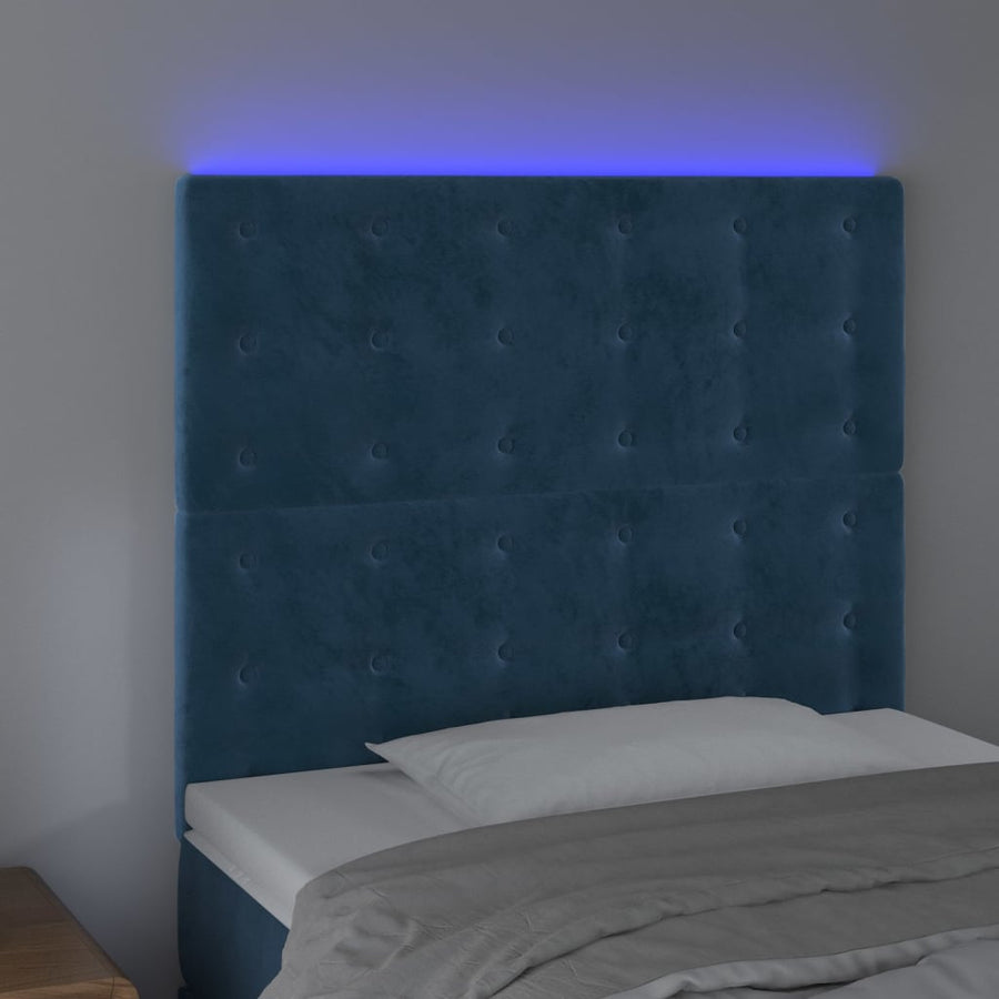Hoofdbord Led Fluweel 1 80 x 5 x 118/128 cm Donkerblauw