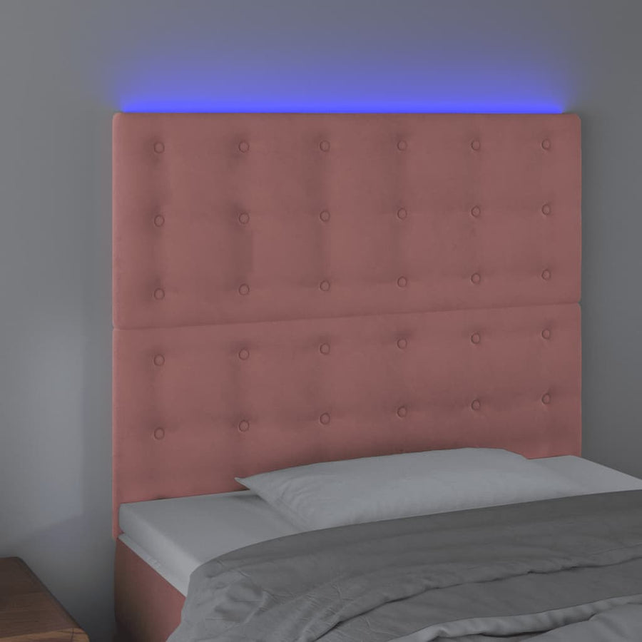 Hoofdbord Led Fluweel 80 x 5 x 118/128 cm Roze