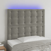 Hoofdbord 90x5x118/128 cm fluweel lichtgrijs LED