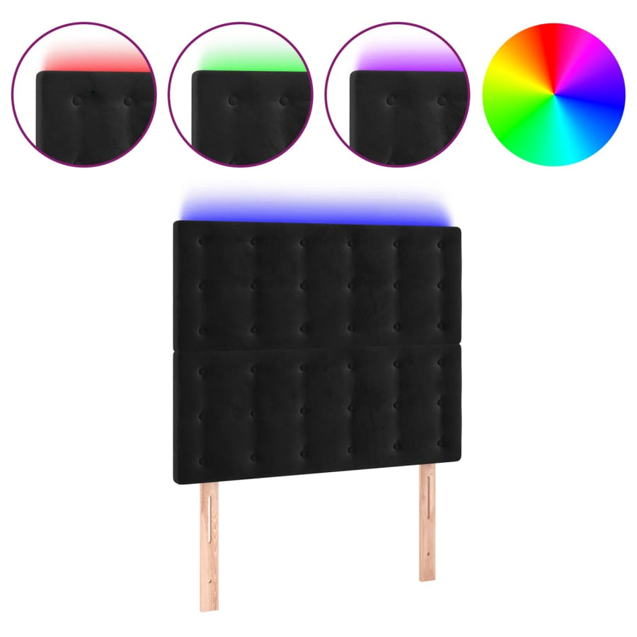 Hoofdbord Led Fluweel 90 x 5 x 118/128 cm Zwart