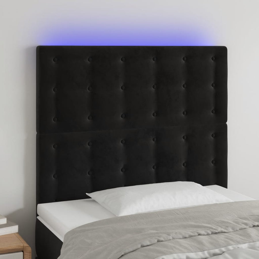 Hoofdbord Led Fluweel 90 x 5 x 118/128 cm Zwart