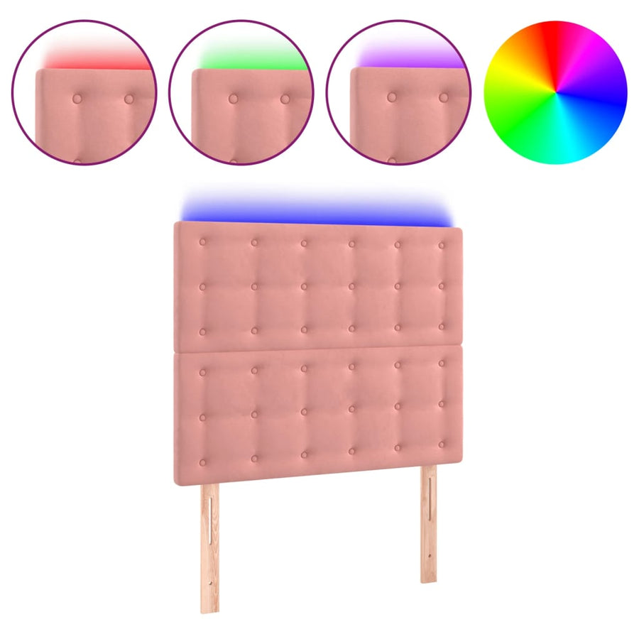 Hoofdbord Led 90X5X118/128 Cm Fluweel Roze 90 x 5 x 118/128 cm