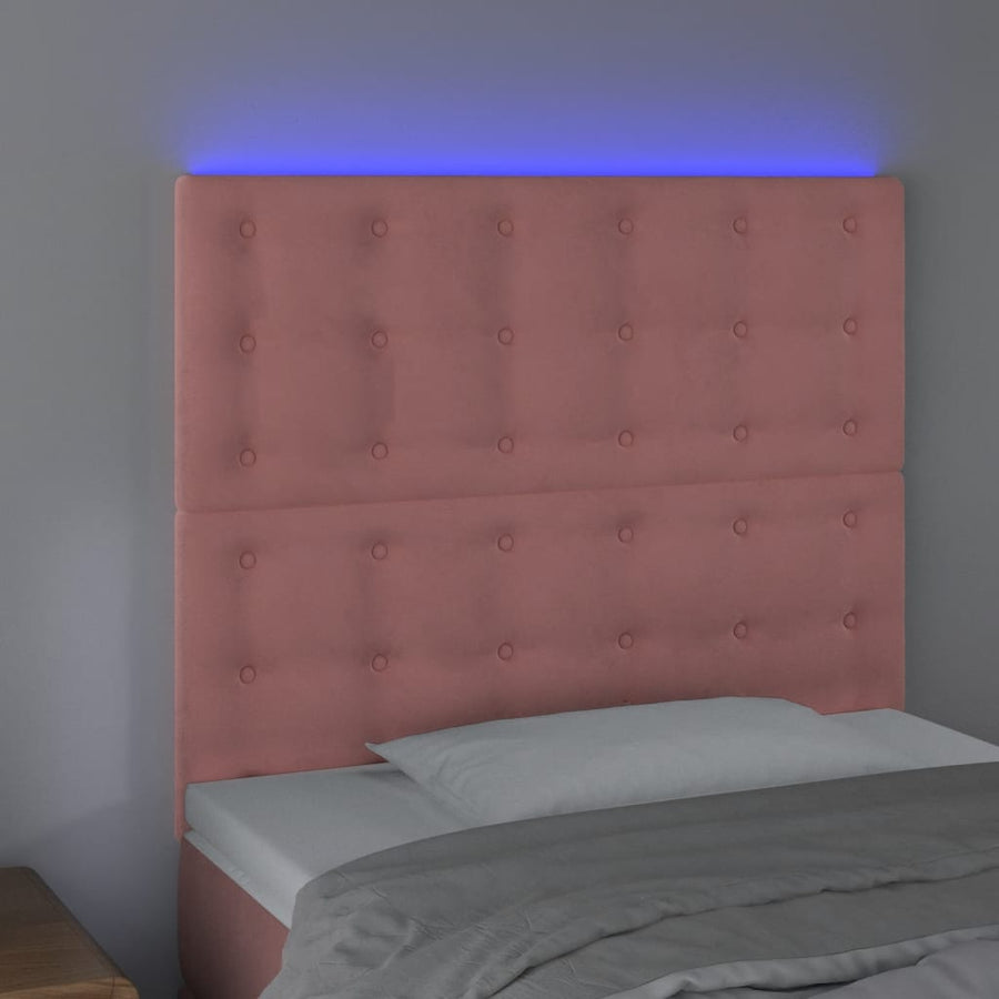 Hoofdbord Led 90X5X118/128 Cm Fluweel Roze 90 x 5 x 118/128 cm